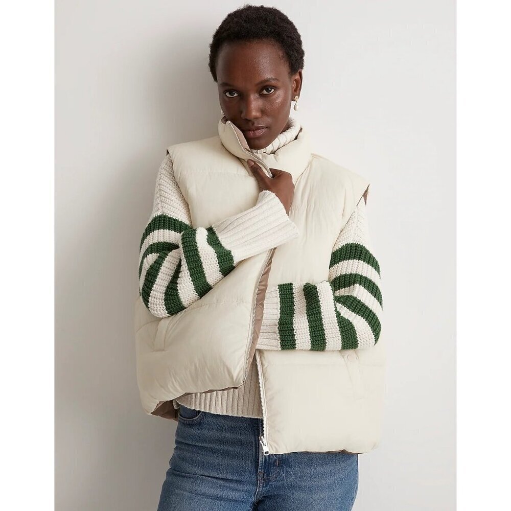 Madewell ladies woven wutang reversible puffer vest down alternative NEW XS